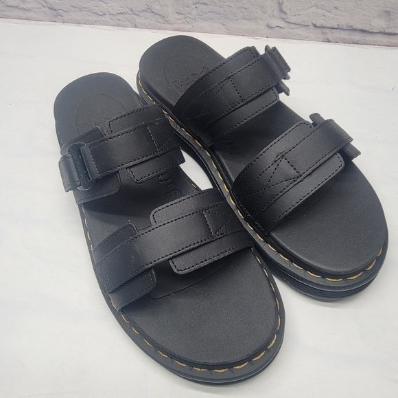 Dr. Martens Men\'s Chilton Leather Slide Sandals Size 13 Black Hydro main image 2